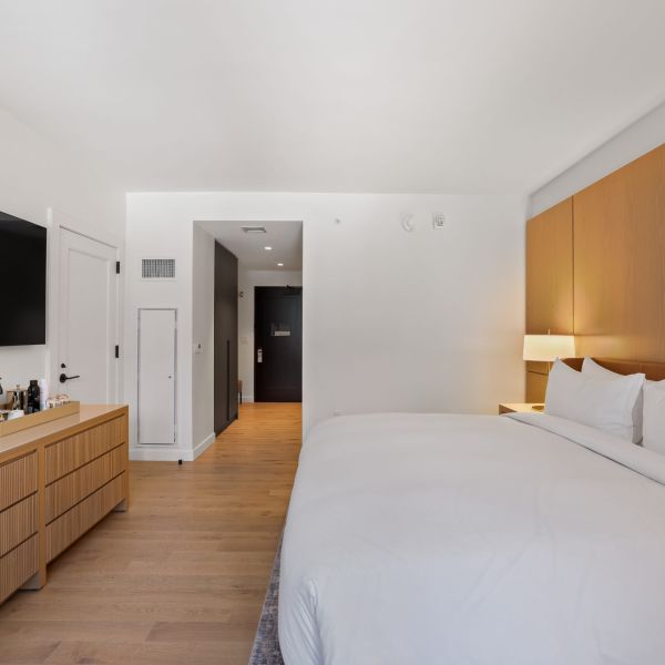 commercial boutique hotel long room view towards door