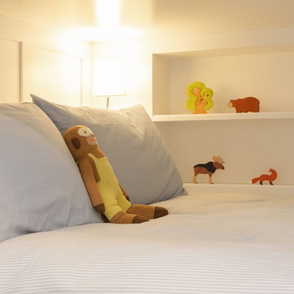Lee Meier Interiors bed and shelf